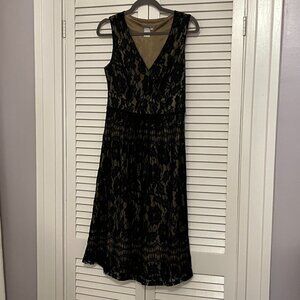 Anthropologie Isabella Bird sleeveless midi dress black lace overlay small